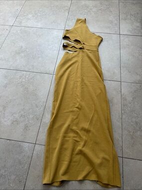Zara One-Shoulder Cutout Maxi Dress in Mustard